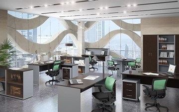 Офисный комплект мебели IMAGO четыре рабочих места, стол для переговоров в Миассе