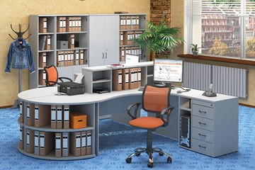 Офисный набор мебели Moно-Люкс для 2 сотрудников с большим шкафом и тумбами в Копейске