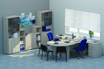 Набор мебели в офис Twin для 2 сотрудников с совмещенными столами в Челябинске - предосмотр