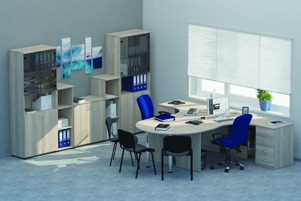Набор мебели в офис Twin для 2 сотрудников с совмещенными столами в Миассе - изображение