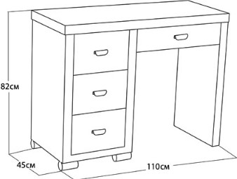Туалетный стол OrmaSoft 2, 4 ящика, левый, экокожа коричневая/кремовая в Миассе - изображение 1