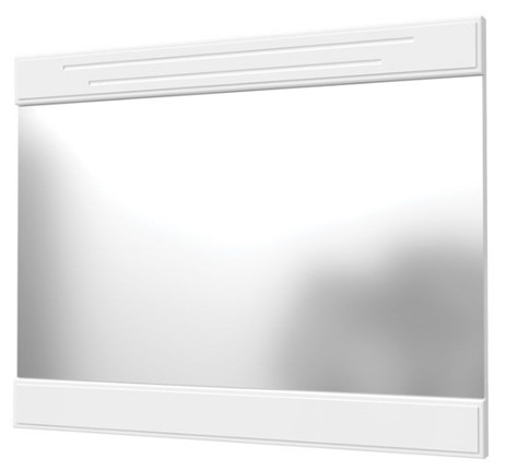 Зеркало настенное Олимп с декоративными планками (белый) в Магнитогорске - изображение