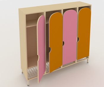 Шкаф детский распашной ШГС4 Беж + Розовый + Оранжевый в Миассе