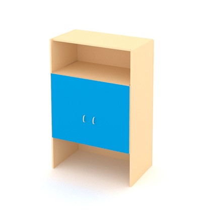 Детский двухдверный шкаф ДШ-2М МДФ Беж+ Синий в Копейске - изображение