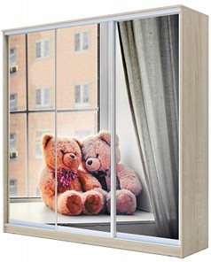 Детский шкаф  ХИТ 23-20/2-777-26, Мишки на окне, Дуб Сонома в Челябинске - предосмотр