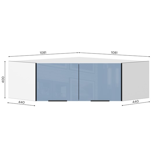 Антресоль углового шкафа 45 гр Урбан ЛД 528.320.000, Белый/Капри Синий в Миассе - изображение 1
