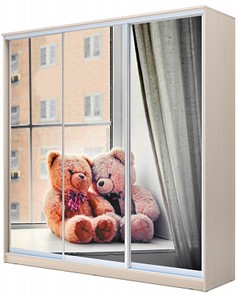 Детский шкаф Хит-24-4-20/2-777-26, Мишки на окне Дуб млечный в Челябинске