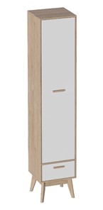 Детский шкаф одностворчатый Калгари, Дуб натуральный светлый/Белый матовый в Миассе