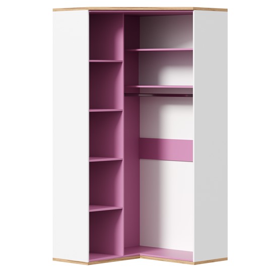 Детский угловой шкаф Урбан 528.060, белый/розовый в Златоусте - изображение 3