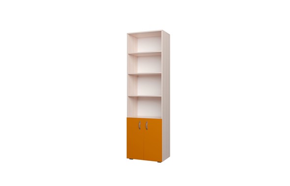Детский 2-дверный шкаф 600 2Д Млечный дуб, Оранжевый в Миассе - изображение