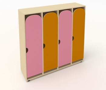 Распашной детский шкаф ШГ4У Беж+Оранжевый+Розовый в Магнитогорске