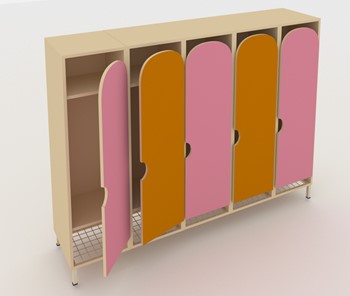 Распашной шкаф детский ШГС5 Беж +Оранжевый + Розовый в Магнитогорске