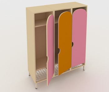 Детский шкаф ШГС3 Беж + Розовый + Оранжевый в Златоусте