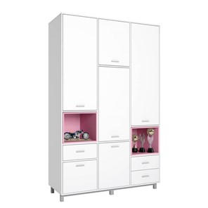 Многофункциональный шкаф POLINI Kids Mirum 2335 Белый / полки Розовые в Копейске