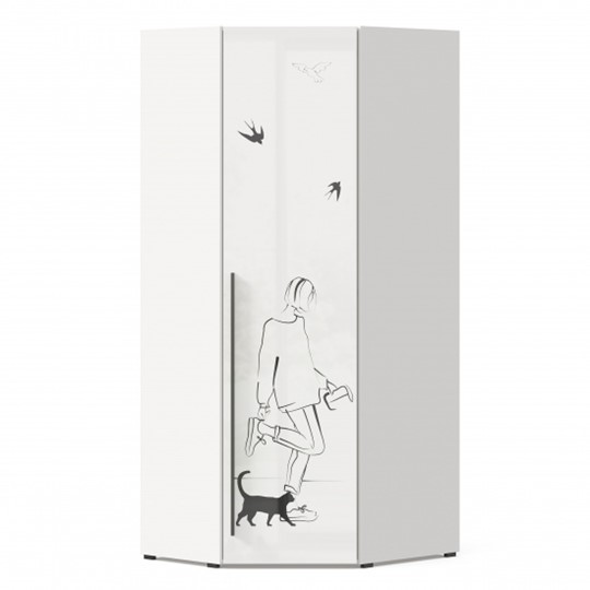 Распашной угловой шкаф Джоли 45 ЛД 535.030, Серый шелк в Магнитогорске - изображение 2