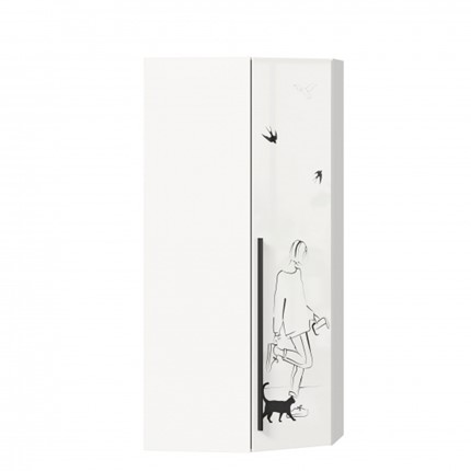 Распашной угловой шкаф Джоли 45 ЛД 535.030, Серый шелк в Магнитогорске - изображение