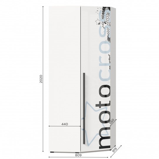 Угловой распашной шкаф Мотокросс 45 ЛД 535.030, Серый шелк в Миассе - изображение 2