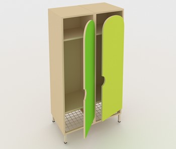 Детский двухдверный шкаф ШГС2 Беж + Зеленая мамба + Лайм в Миассе