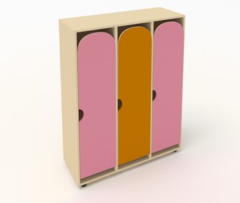 Распашной детский шкаф ШГ3 Беж+Розовый+Оранжевый в Миассе