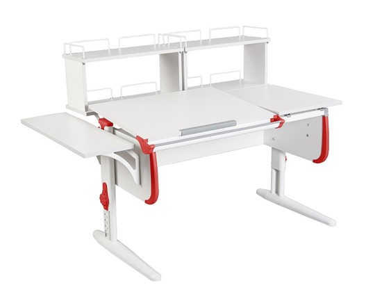 Растущий стол 1/75-40 (СУТ.25)  + Polka_b 1/550 + Polka_zz 1/600 (2 шт.) белый/белый/Красный в Миассе - изображение