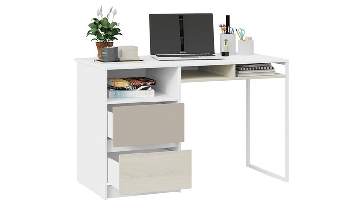 Письменный стол Сканди СМ-386.15.02-20 (Дуб Гарден, Белая, Глиняный серый) в Миассе - изображение 1