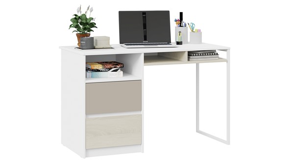 Письменный стол Сканди СМ-386.15.02-20 (Дуб Гарден, Белая, Глиняный серый) в Златоусте - изображение