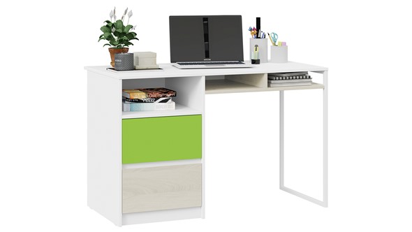 Детский письменный стол Сканди СМ-386.15.02-20 (Дуб Гарден, Белая, Зеленый) в Миассе - изображение