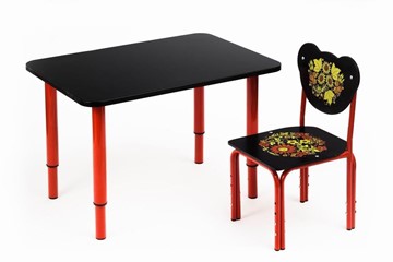 Растущий стол Кузя (Черный с росписью, красный) в Миассе - предосмотр 1