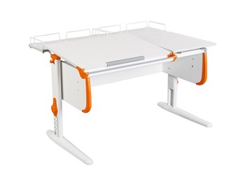Растущий стол 1/75-40 (СУТ.25) + Polka_z 1/600 (2шт) белый/серый/Оранжевый в Златоусте