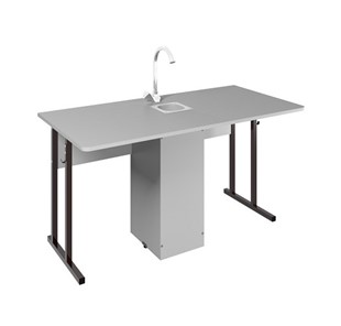 Детский стол 2-местный для кабинета химии Стандарт 5, Пластик Серый/Коричневый в Златоусте