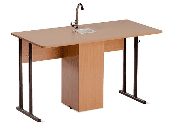 Детский стол 2-местный для кабинета химии Стандарт 6, Пластик Бук/Коричневый в Миассе - изображение