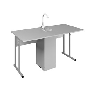 Детский стол 2-местный для кабинета химии Стандарт 6, Пластик Серый/Светло-серый в Магнитогорске