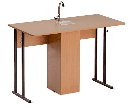 Детский стол 2-местный для кабинета химии Стандарт 7, Пластик Бук/Коричневый в Копейске - изображение