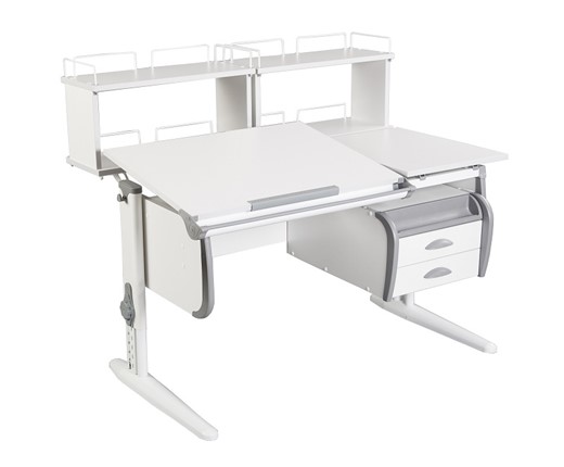 Детский стол-трансформер 1/75-40 (СУТ.25) + Polka_zz 1/600 (2 шт.) + Tumba 3  белый/белый/Серый в Миассе - изображение