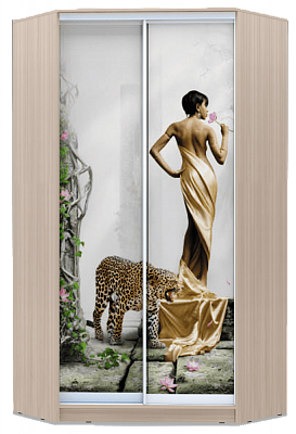 Шкаф 2300х1103, ХИТ У-23-4-77-03, Девушка с леопардом, шимо светлый в Челябинске - изображение