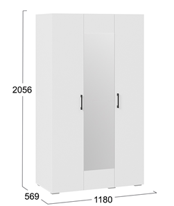 Шкаф для одежды 3-х дверный с зеркалом Нео (Белый) в Миассе - предосмотр 5