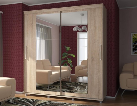Шкаф Комфорт №12 2.0 с прямоугольными зеркалами в Магнитогорске - изображение