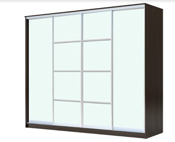 Шкаф 4-х дверный ХИТ 22-24/2-8888, с матовым стеклом, разделительные планки х2, Венге в Златоусте