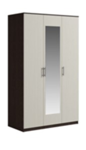 Шкаф 3 двери Светлана, с зеркалом, венге/дуб молочный в Златоусте