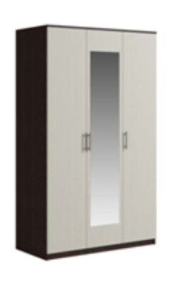 Шкаф 3 двери Светлана, с зеркалом, венге/дуб молочный в Челябинске - изображение