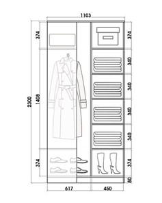 Угловой шкаф с одним зеркалом, ХИТ У-23-4-15, Серая структура в Челябинске - предосмотр 2