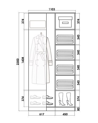 Угловой шкаф с одним зеркалом, ХИТ У-23-4-15, Серая структура в Челябинске - изображение 2