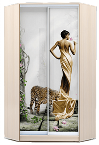 Шкаф 2200х1103, ХИТ У-22-4-77-03, Девушка с леопардом, дуб млечный в Челябинске