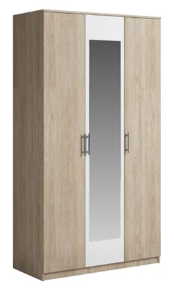 Шкаф 3 двери Светлана, с зеркалом, белый/дуб сонома в Копейске - изображение