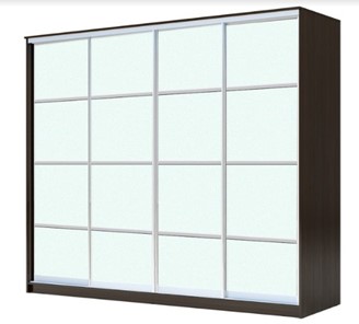 Шкаф 4-х дверный ХИТ 22-24/2-8888, с матовым стеклом, разделительные планки х4, Венге в Копейске