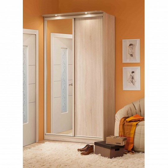 Шкаф 2-х дверный 1200 Домашний Зеркало/ЛДСП, Дуб Сонома в Златоусте - изображение 2