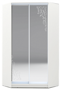 Шкаф 2300х1103, ХИТ У-23-4-66-09, Орнамент, 2 зеркала, белая шагрень в Копейске