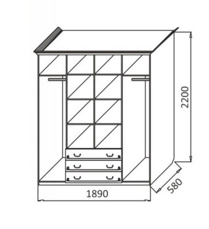 Шкаф распашной Ивушка-5 4-х створчатый с ящиками, цвет Дуб беленый в Челябинске - изображение 1