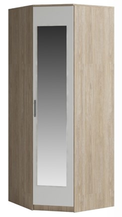 Распашной шкаф угловой Светлана, с зеркалом, белый/дуб сонома в Магнитогорске - изображение