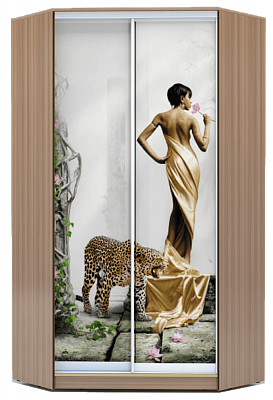 Шкаф 2300х1103, ХИТ У-23-4-77-03, Девушка с леопардом, шимо темный в Челябинске - изображение
